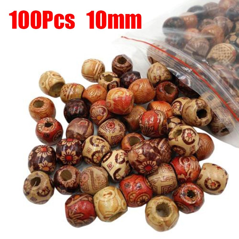 100pcs Mixed Large Hole Wooden Beads For Macrame Jewelry DIY